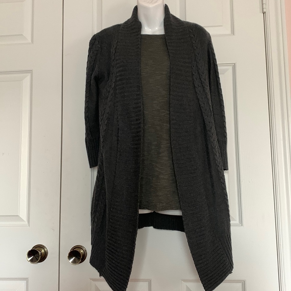 Dark grey knitted Costa Blanca cardigan with pockets! - Large